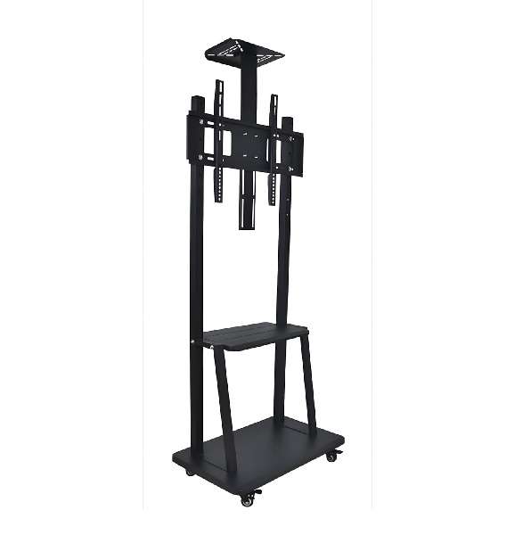 32-70 Inch Mobile Trolley Floor TV Mount Stand with 2 Shelves