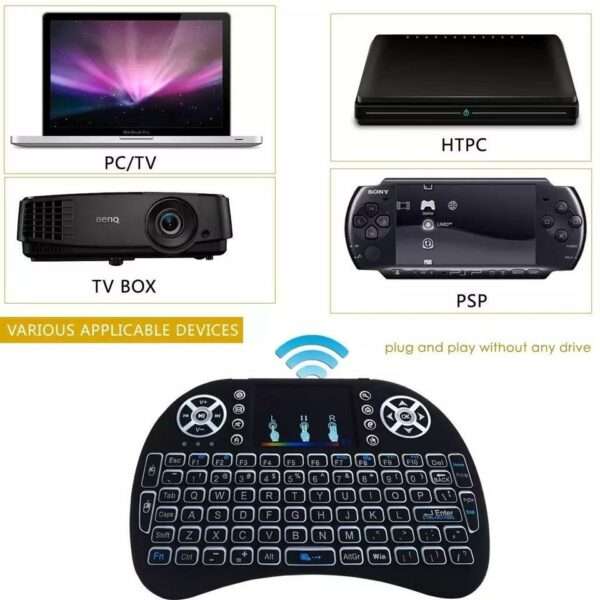 18 Rechargeable Mini Wireless Keyboard LED Backlit Air Mouse