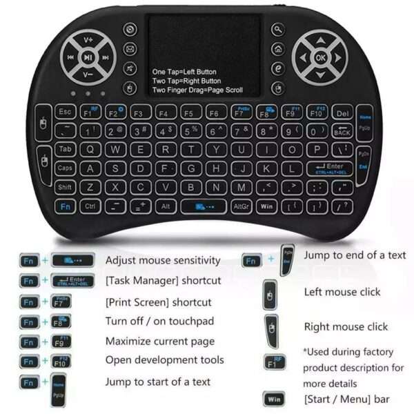 18 Rechargeable Mini Wireless Keyboard LED Backlit Air Mouse