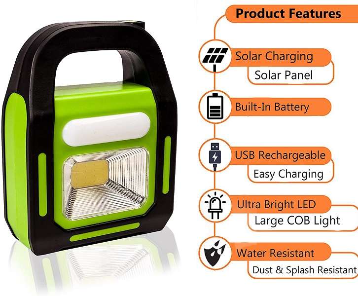 5W Rechargeable Solar Powered LED + COB Emergency Work Light