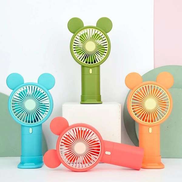 Mini Rechargeable Cartoon Fan With Phone Holder Base