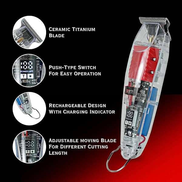 Transparent LCD Display USB Charging Hair Trimmer