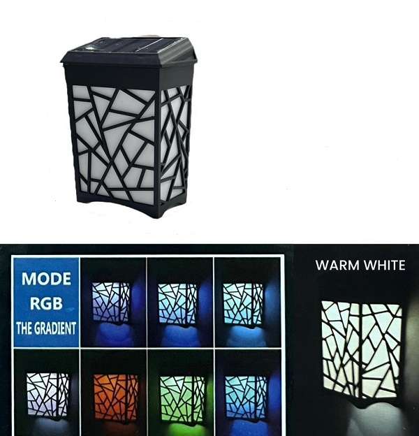 Solar Powered Decorative Wall Lamp RGB And Warm White