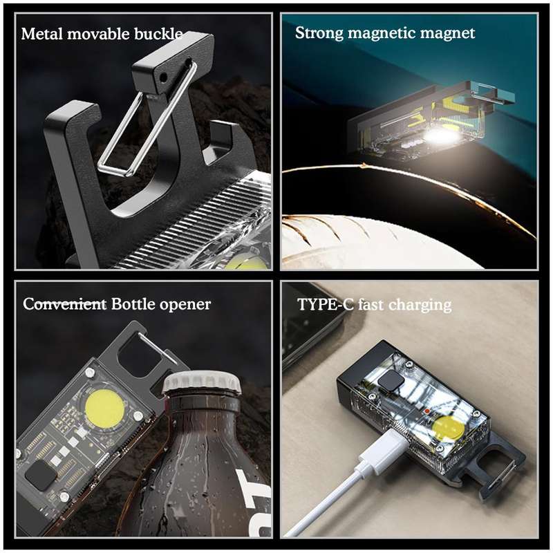 Solar Powered Keychain Light With Carabiner