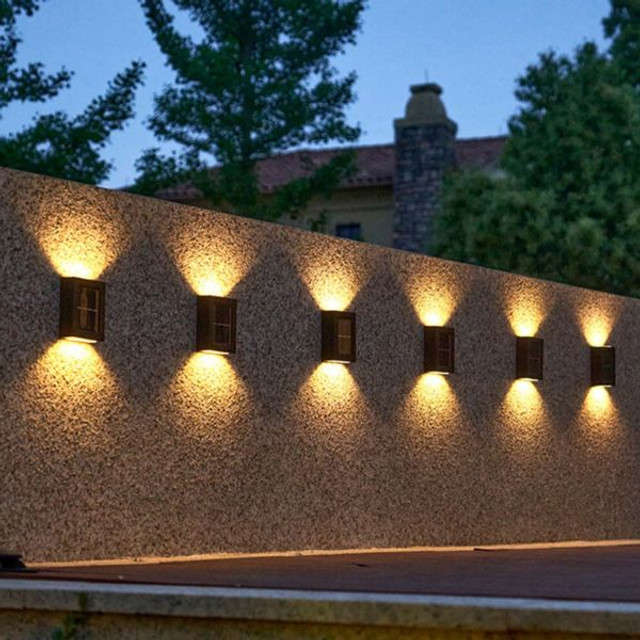 Pack Of 2 Solar Powered Wall Lamp Warm White