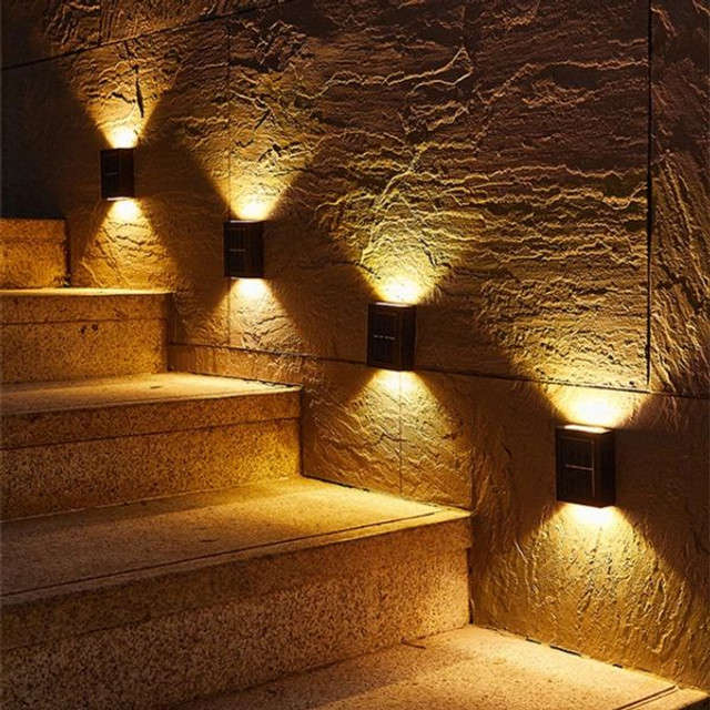 Pack Of 2 Solar Powered Wall Lamp Warm White