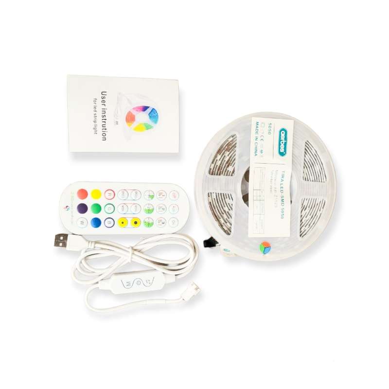 5M USB Ribbon 5050 RGB LED Strip Light With Remote Control