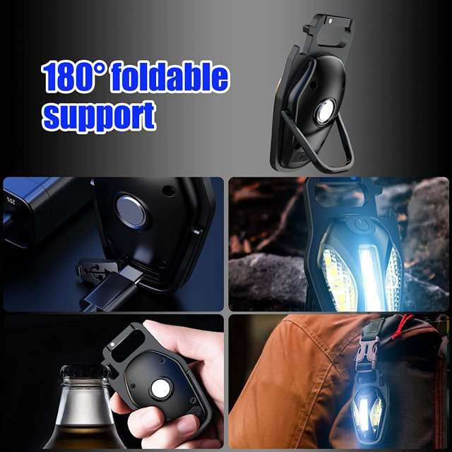 Rechargeable Magnetic LED + COB Keychain Torch With Carabiner Hook