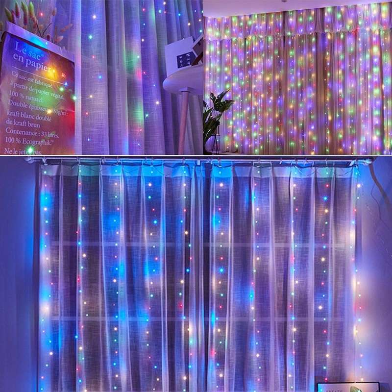 3x2M Remote Control Copper Wire Fairy Curtain Light With