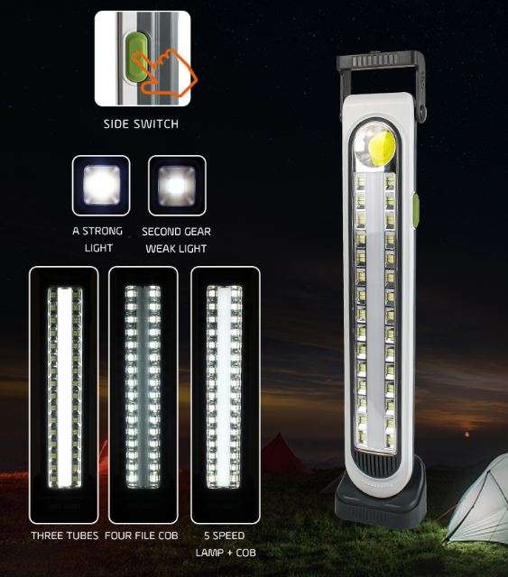 Five Modes Portable Solar Powered Emergency Light With Base