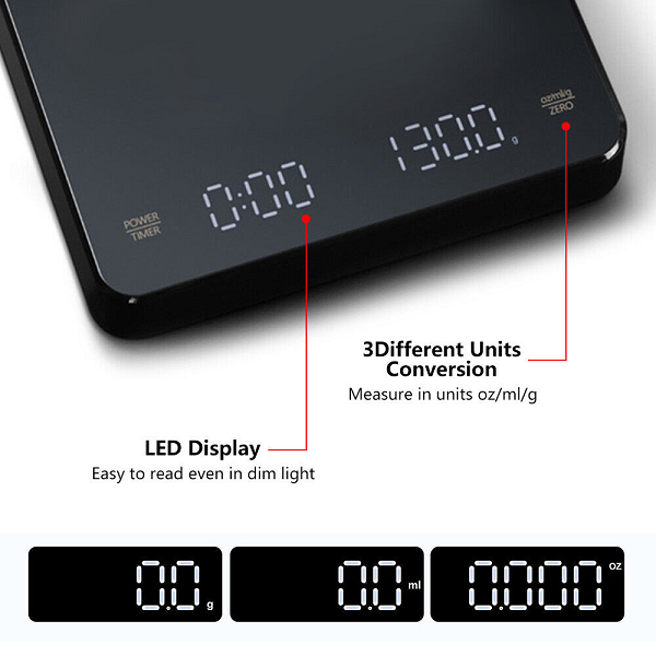 AB-C04 USB Rechargeable Digital Coffee Scale With Timer