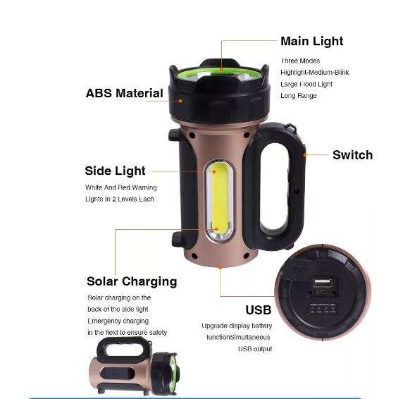 Solar Powered Searchlight With 20000Mah Battery Doubles As A Power Bank