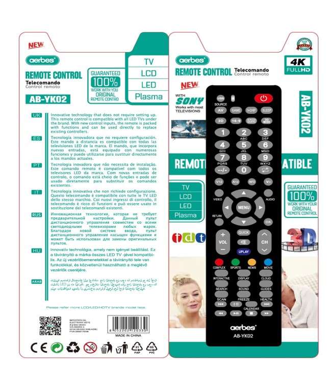TV Remote Control Compatible With Samsung And Most TVs