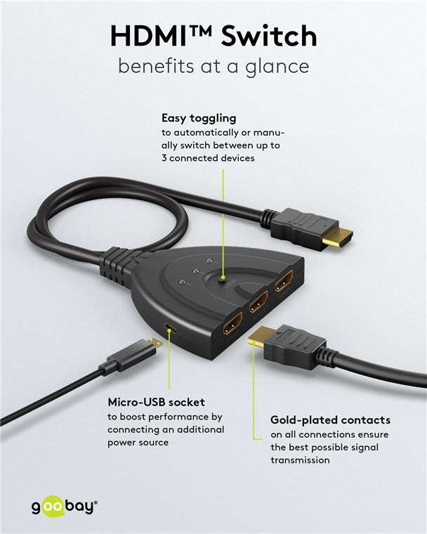 Goobay HDMI Switch 3 to 1 (4K @ 60 Hz)