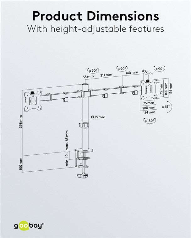 Goobay Dual Monitor Mount Flex for Monitors between 17" and 32"