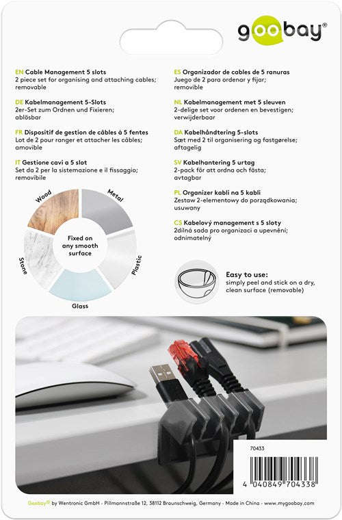 Goobay Cable Management 5 Slots - Black