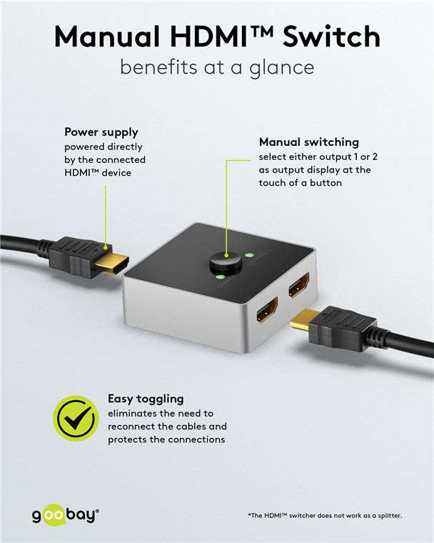 Goobay Manual HDMI Switch 2 to 1 (4K @ 60 Hz)