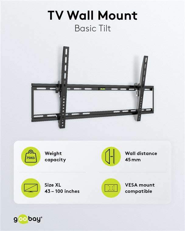 Goobay TV Wall Mount Basic Tilt for TVs from 43" to 100"