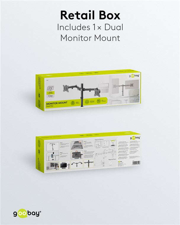 Goobay Dual Monitor Mount Flex for Monitors between 17" and 32"