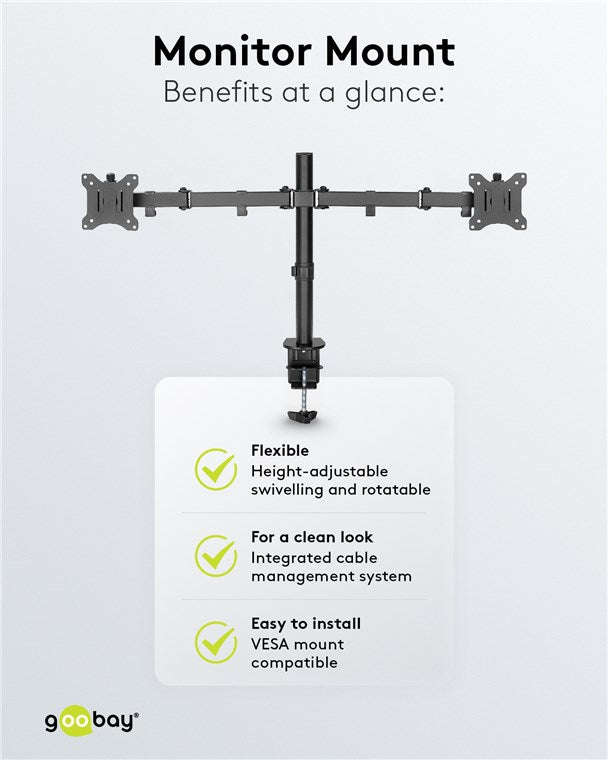 Goobay Dual Monitor Mount Flex for Monitors between 17" and 32"