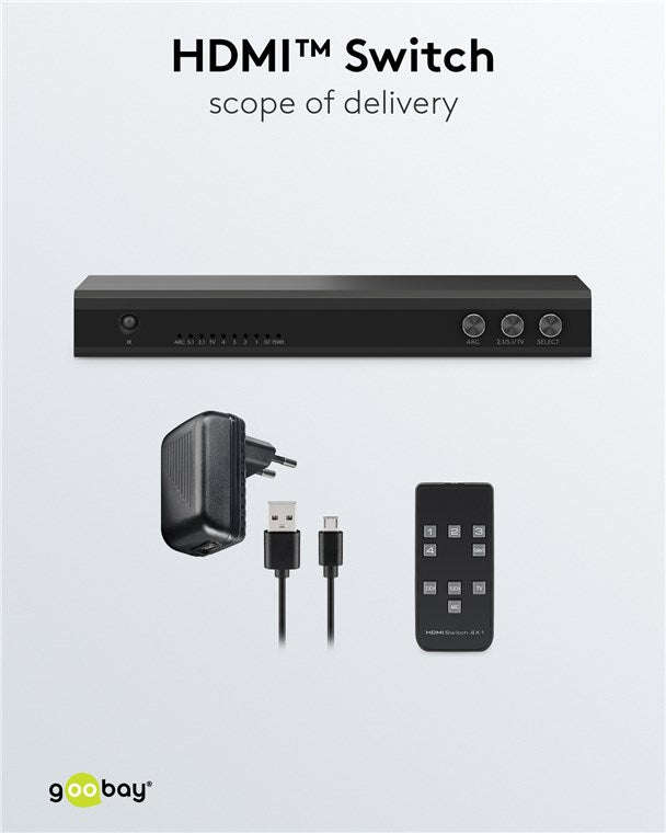 Goobay HDMI Switch 4 to 1 with Audio Output (4K @ 60 Hz)