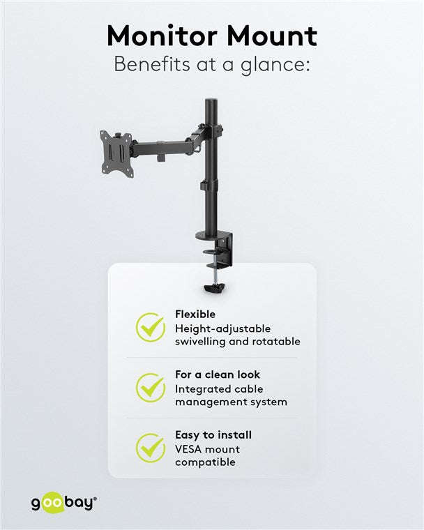Goobay Monitor Mount Single Flex for Monitors between 17" and 32"