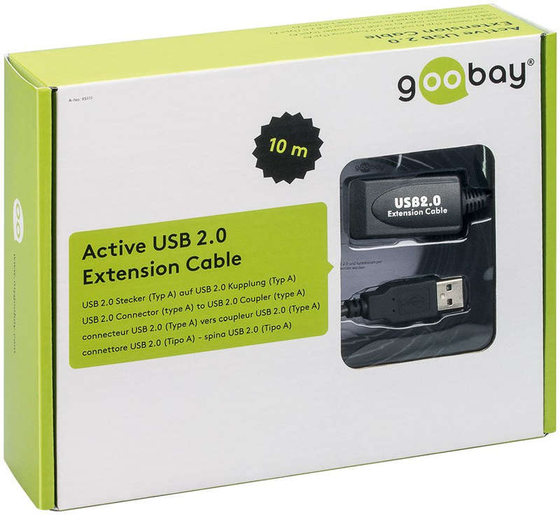 Goobay Active USB 2.0 Extension 10m Cable - Black
