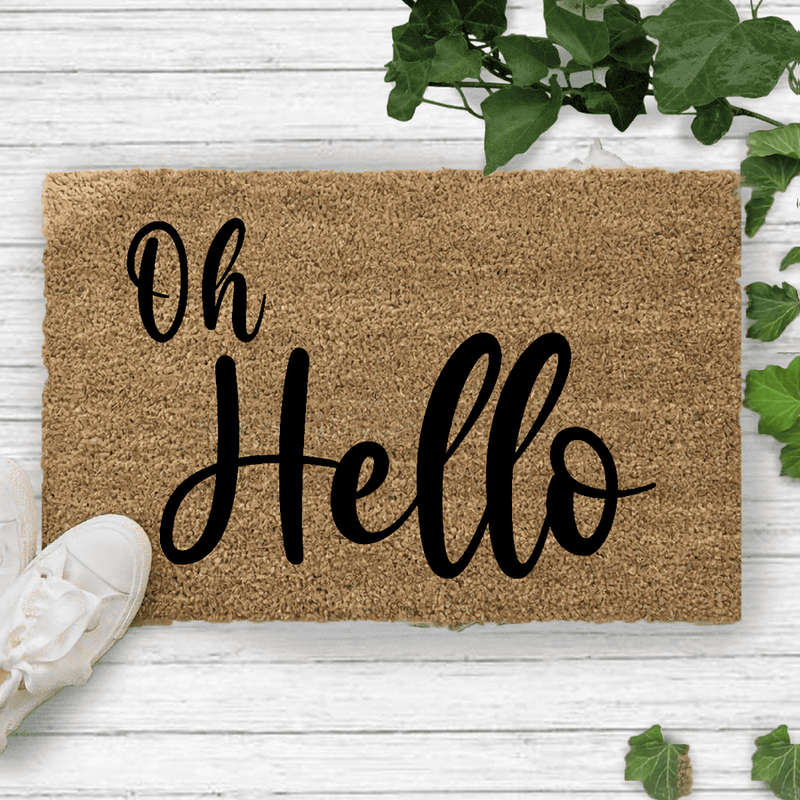 Oh Hello Printed Coir Doormat
