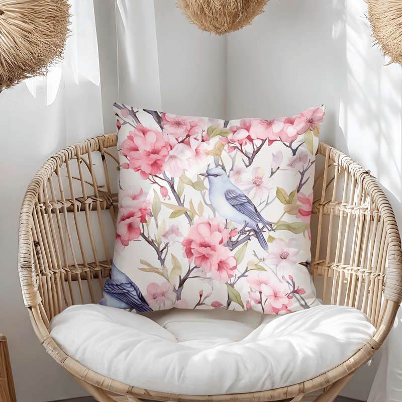 Pink Bird Throw Pillow