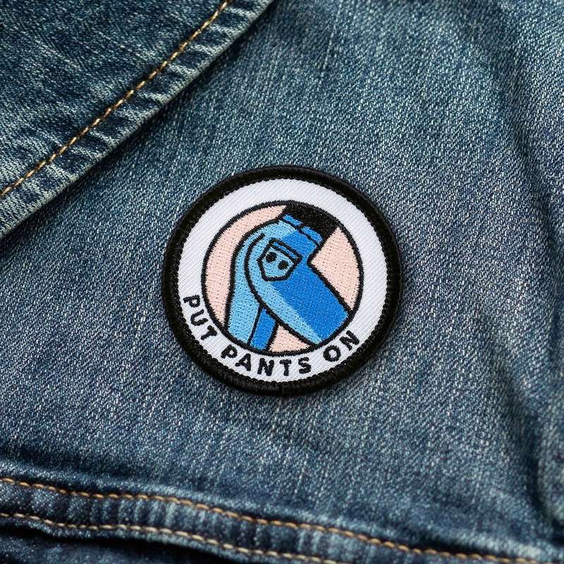 Adulting Merit Badge Embroidered Iron-On Patch (Put Pants On)