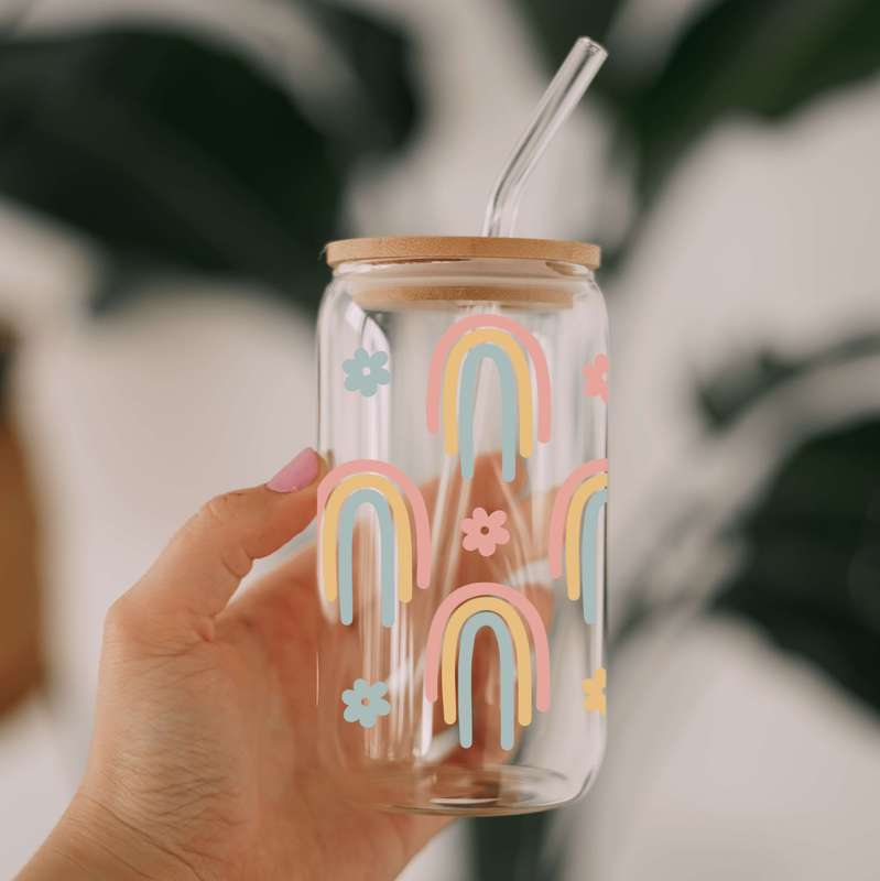 Boho Rainbow Glass Libbey Can