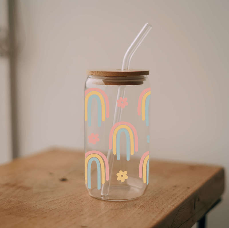 Boho Rainbow Glass Libbey Can