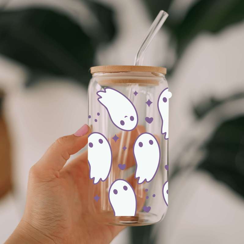 Friendly Ghosts Glass Libbey Can