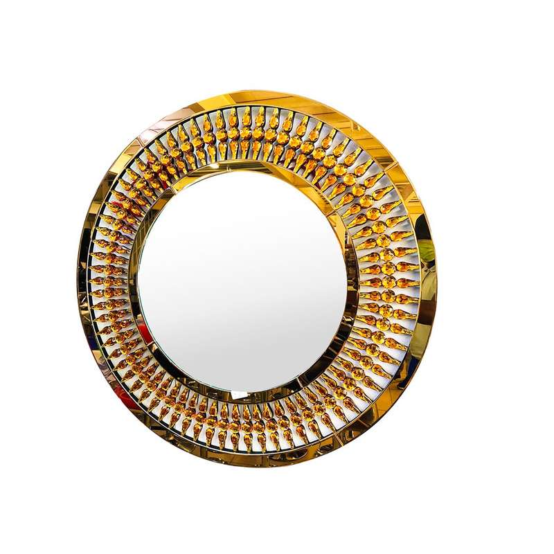 KC FURN-Crystal Teardrop Round Mirror