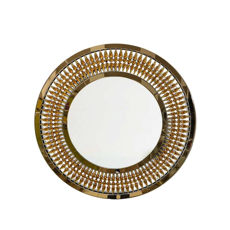 KC FURN-Crystal Teardrop Round Mirror