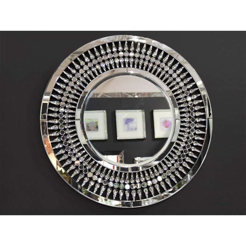 KC FURN-Crystal Teardrop Round Mirror