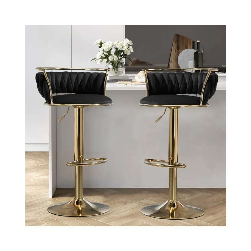 KC FURN Lexi Velvet Swivel Bar Stool