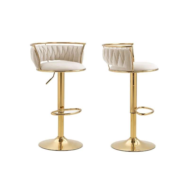 KC FURN Lexi Velvet Swivel Bar Stool