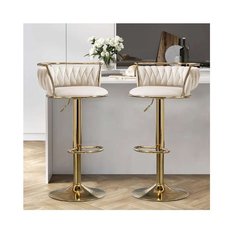 KC FURN Lexi Velvet Swivel Bar Stool