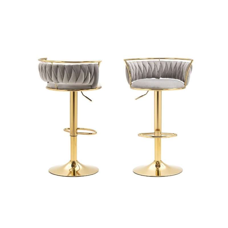 KC FURN Lexi Velvet Swivel Bar Stool
