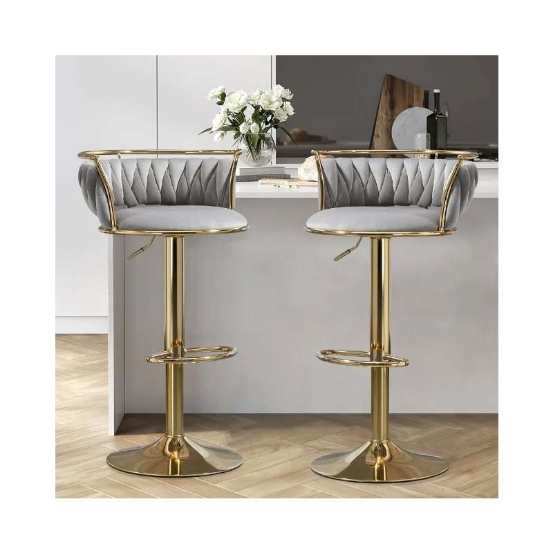 KC FURN Lexi Velvet Swivel Bar Stool