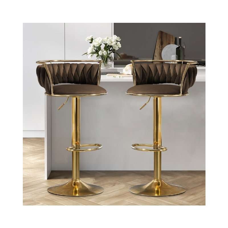 KC FURN Lexi Velvet Swivel Bar Stool