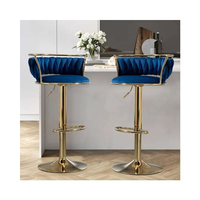 KC FURN Lexi Velvet Swivel Bar Stool