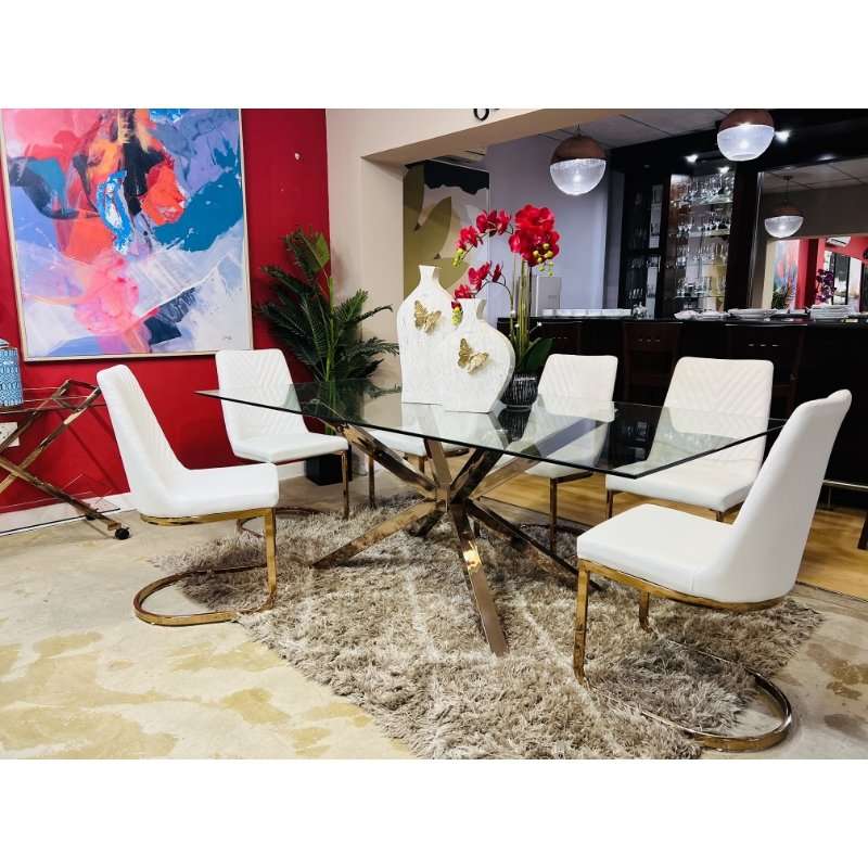 KC FURN-Rosegold Valerio 8 Seater Dining Set