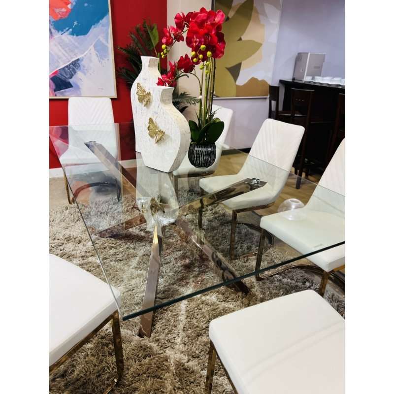 KC FURN-Rosegold Valerio 8 Seater Dining Set