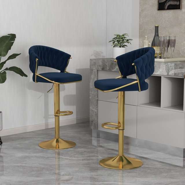 KC Furn-Daisy Modern Velvet Barstool
