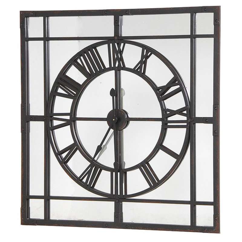 KC Furn-Industrial Mirror Clock