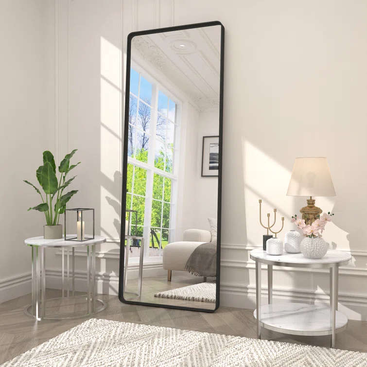 KC Furn- Black Framed Flat Mirror