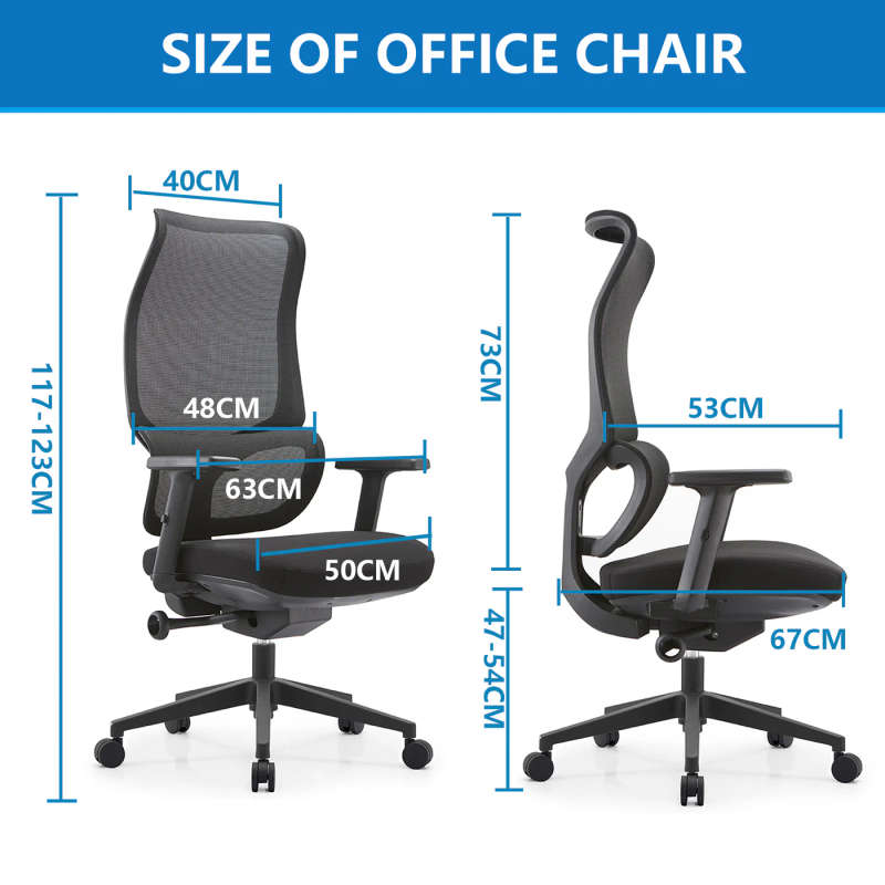 KC Furn -Ergonomic Black Office Chair with Lumbar Support