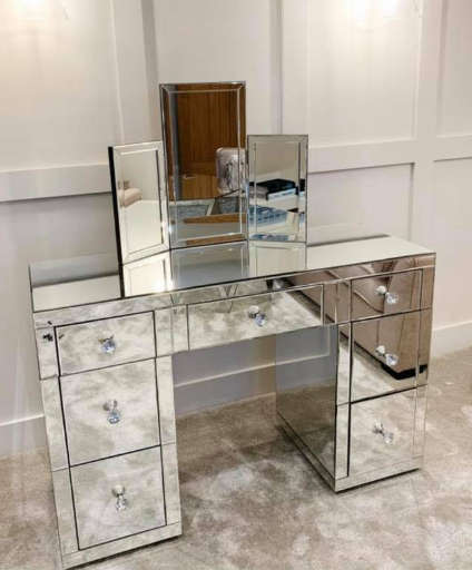 KC FURN Glen Mirrored Dressing Makeup Table